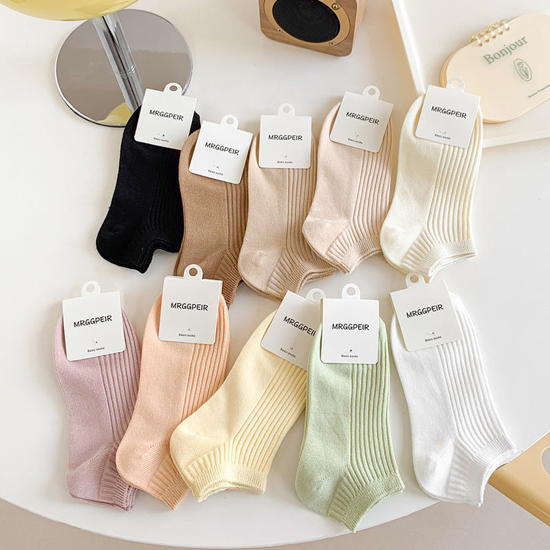 Solid Cotton Ankle Socks for Women | Breathable Everyday Short Socks