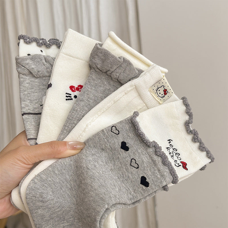 Women's Cotton Hello Kitty Novelty Crew Socks | Seamless