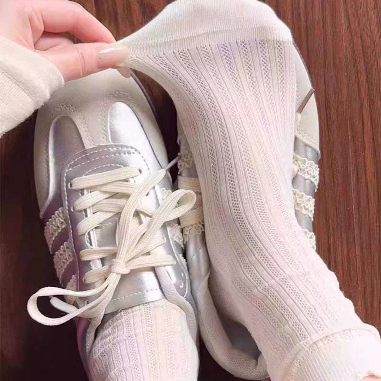 Breathable Balletcore Crew Socks for Women | Thin Summer Mesh