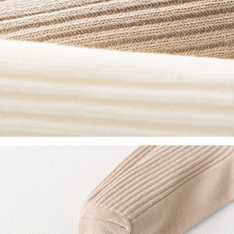 Ribbed Cotton Crew Socks for Women | Neutral Winter Slouch Socks