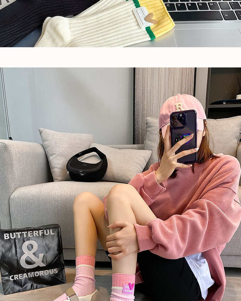 Trendy Colorblock Crew Socks for Women | Dopamine Style