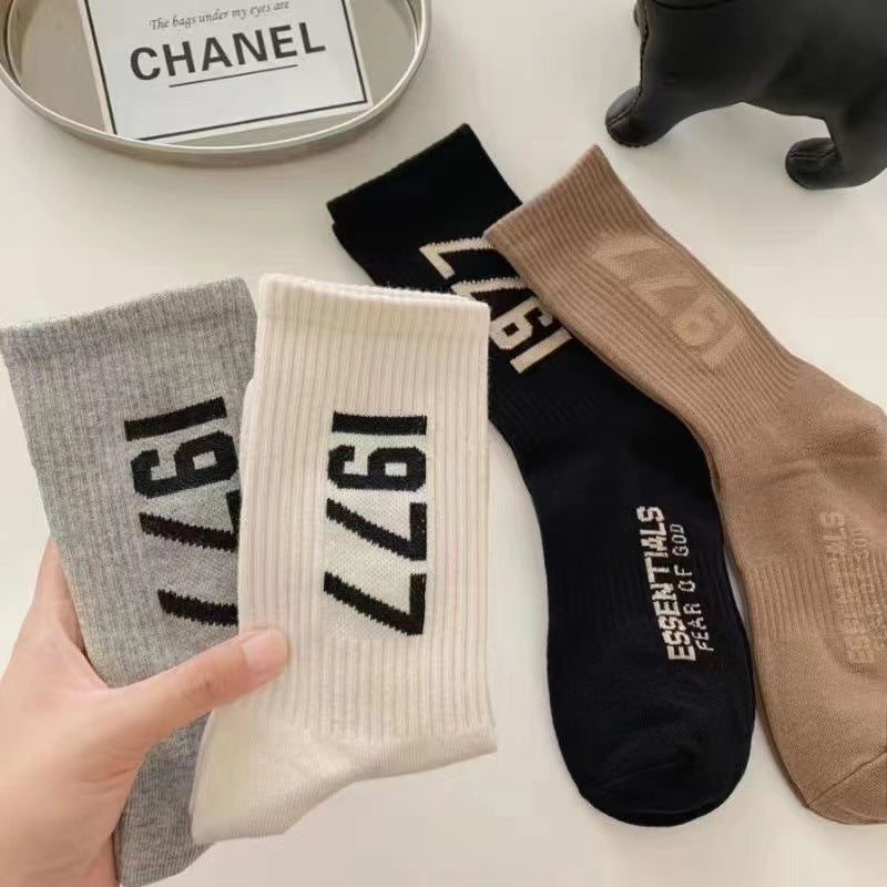 1977 Printed Cotton Crew Socks | Street Style Women Socks