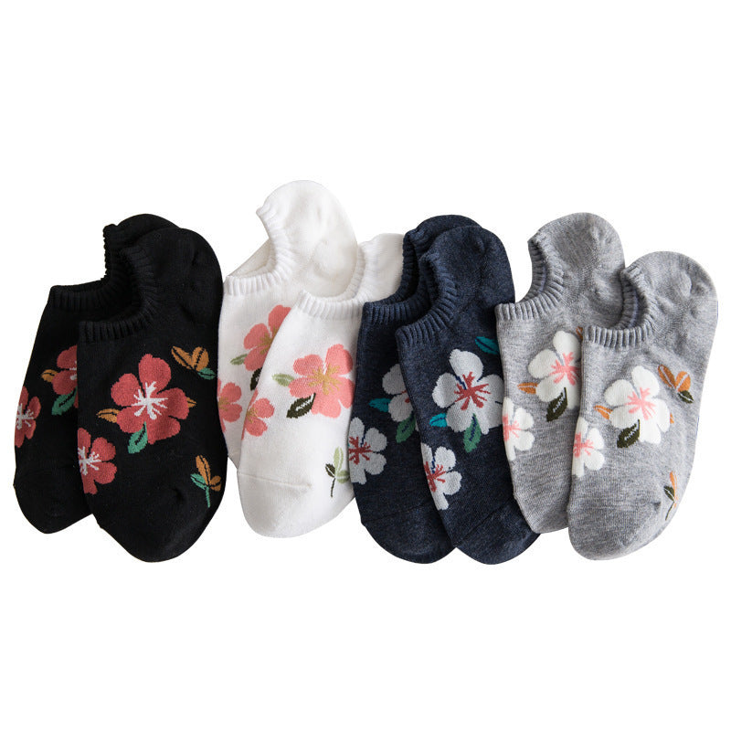 Floral No-Show Socks for Women | Soft Cotton Low Cut Socks