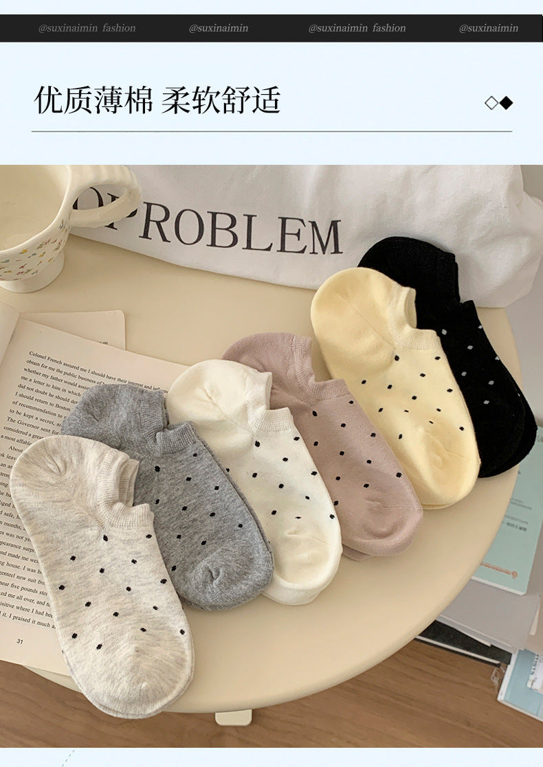 Polka Dot No Show Socks for Women | Breathable Cotton Low Cut