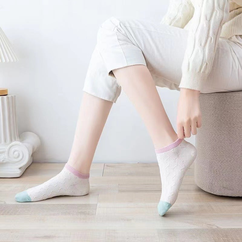 Cute Pastel Ankle Socks for Women | Breathable Cotton Low Cut