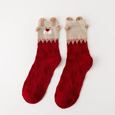 3D Reindeer Christmas Novelty Crew Socks for Women