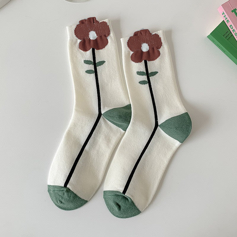 Cute Patterned Crew Socks for Women | Soft Cotton Casual Socks