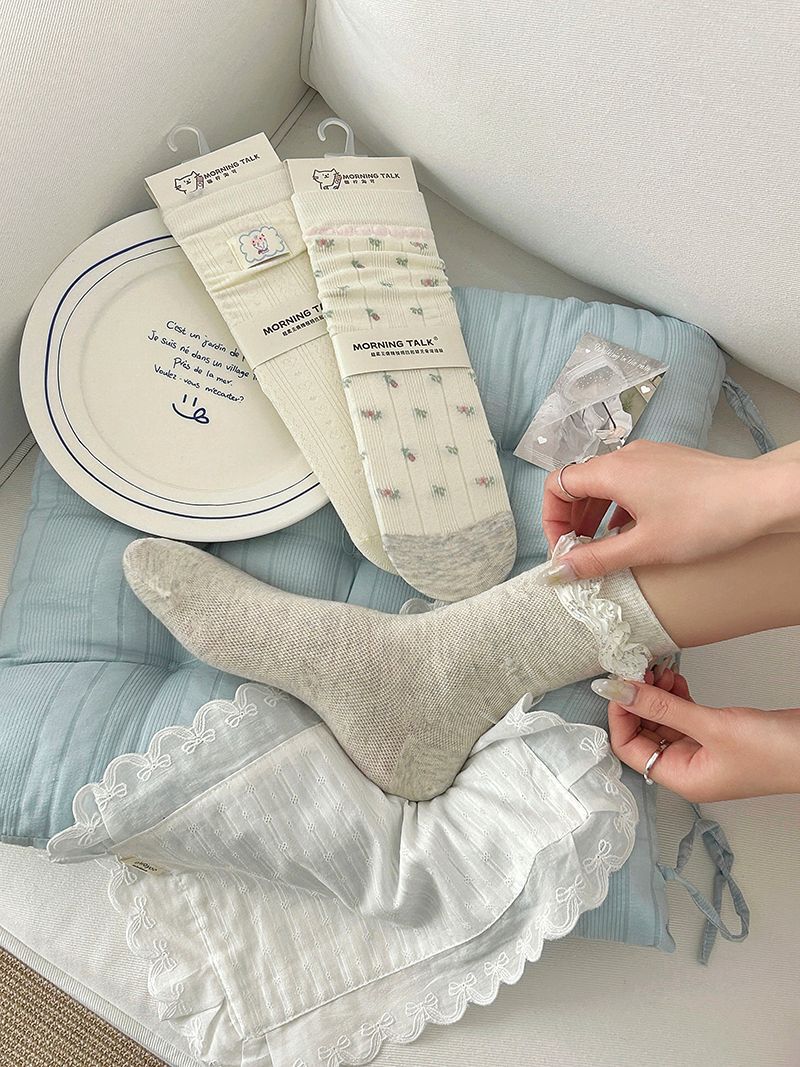 Seamless Cotton Crew Socks for Women | Fresh Pastel Slouch Socks