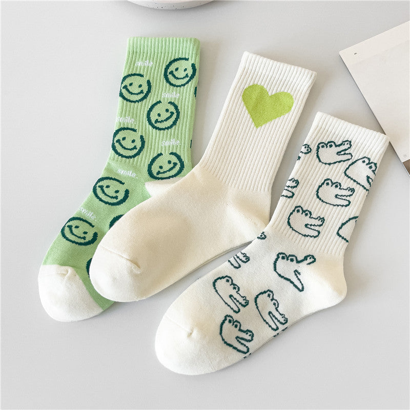 Cute Patterned Crew Socks for Women | Soft Cotton Casual Socks