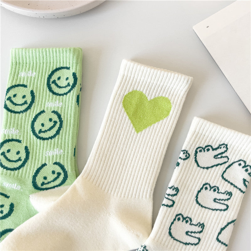 Cute Patterned Crew Socks for Women | Soft Cotton Casual Socks