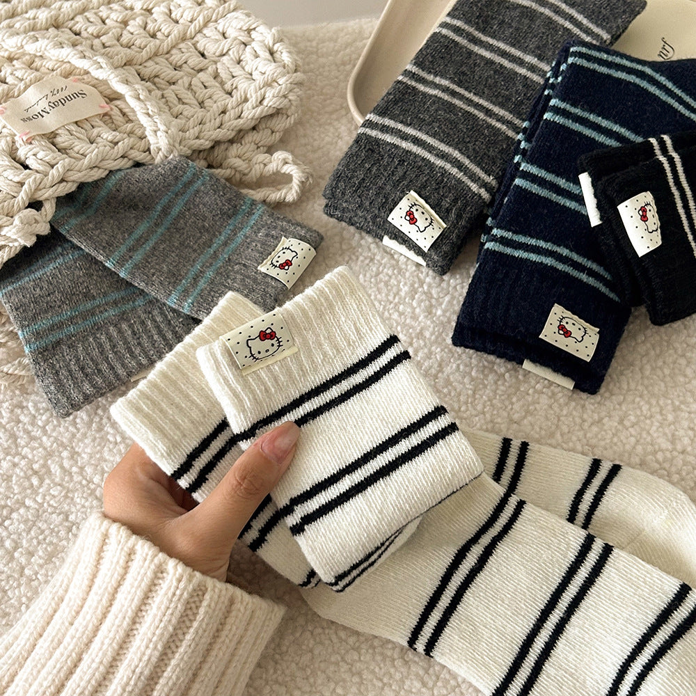 Cozy Wool Striped Crew Socks | Warm Winter Socks for Women