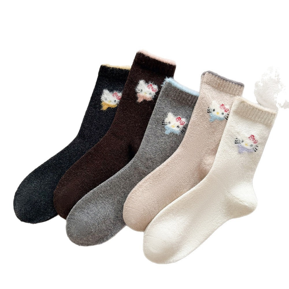 Cute Cozy Wool Crew Socks | Warm Winter Fuzzy Socks for Women