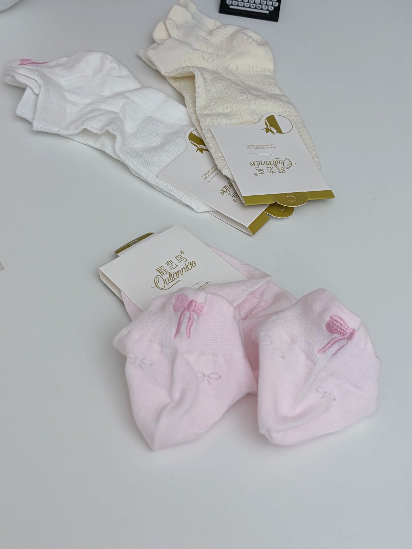Women's Embroidered Bow Mesh Ankle Socks | Breathable Summer Socks