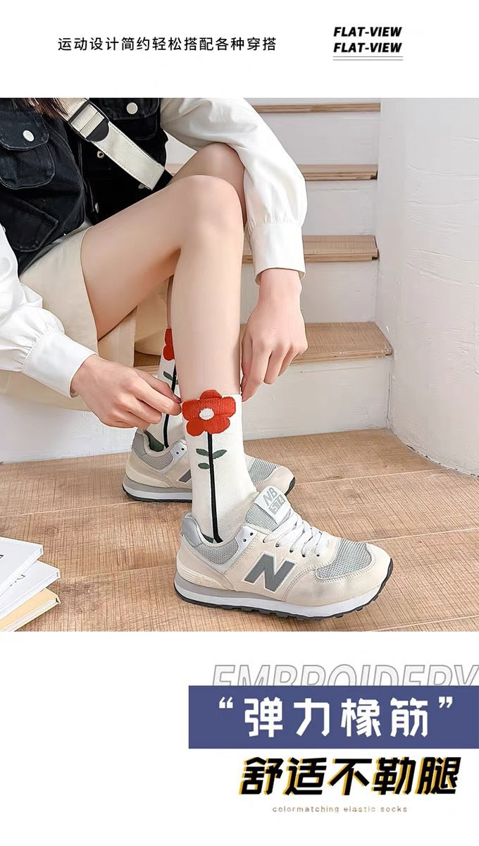 Cute Patterned Crew Socks for Women | Soft Cotton Casual Socks