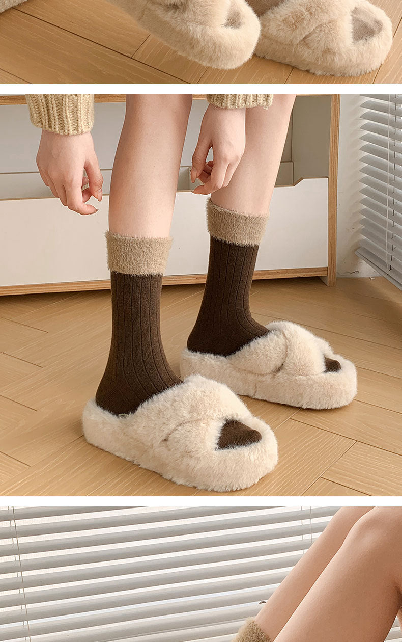 Cozy Fuzzy Crew Socks | Warm Thick Winter Socks for Women