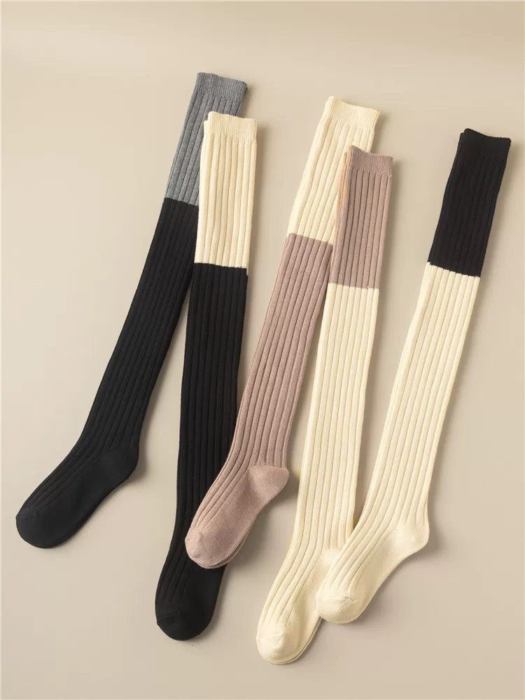 Color Block Striped Over-the-Knee Thigh High Socks For Women