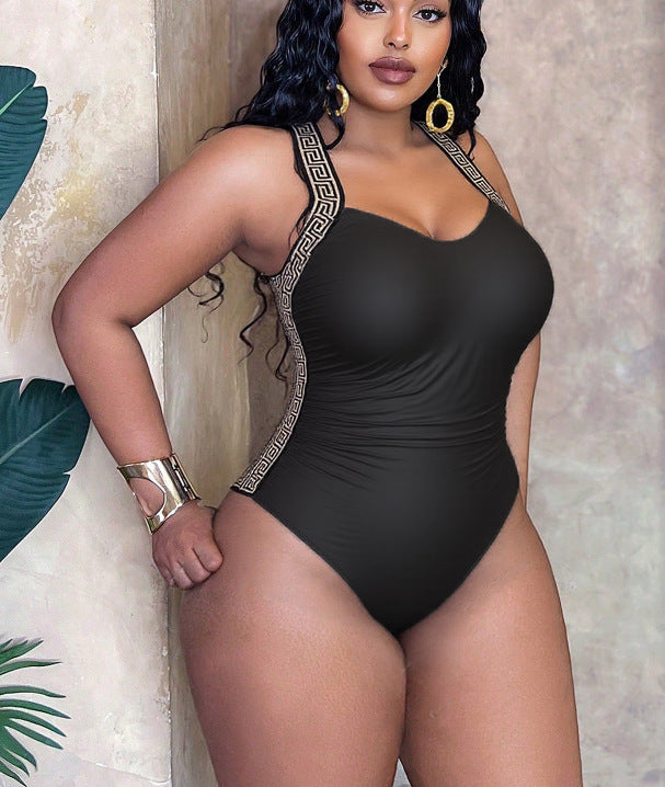 Black Plus Size Trimmed One-Piece Swimsuit | Curvy Swimwear
