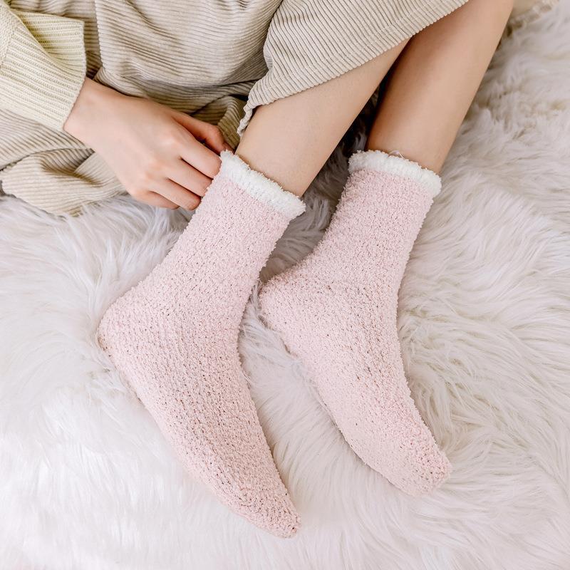 Cozy Fuzzy Coral Fleece Socks | Warm Winter Lounge Socks for Women