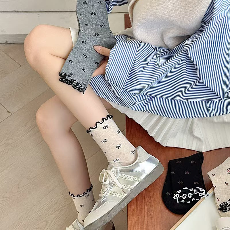 Vintage Ruffled Crew Socks | Cute Patterned Women's Everyday Socks