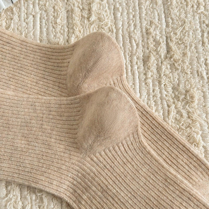 Women's Cotton Crew Socks | Embroidered Neutral Fall Socks