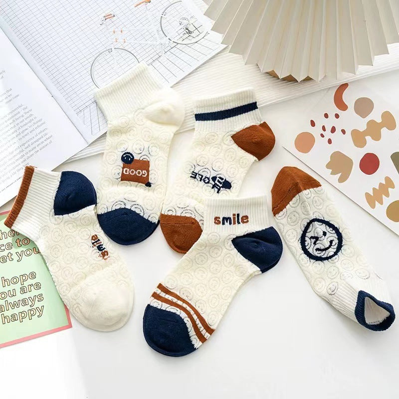 Cute Smiley Ankle Socks | Breathable Mesh Women's Summer Socks