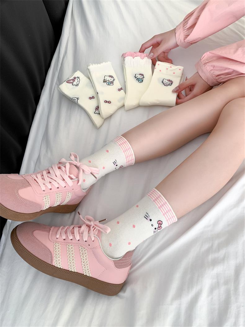 Cute Novelty Crew Socks | Kawaii Cat Print Socks for Women