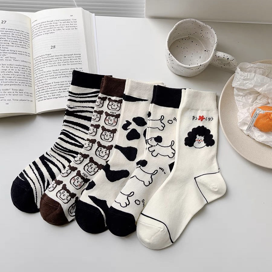 Cute Cartoon Novelty Crew Socks | Fun Patterned Cotton Socks for Women