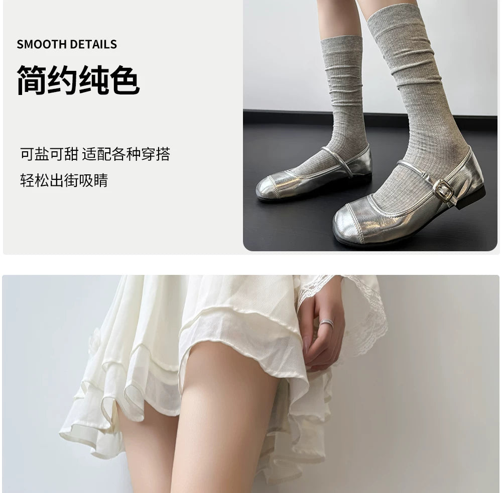 Ballet Style Crew Socks | Thin Breathable Summer Calf Socks for Women