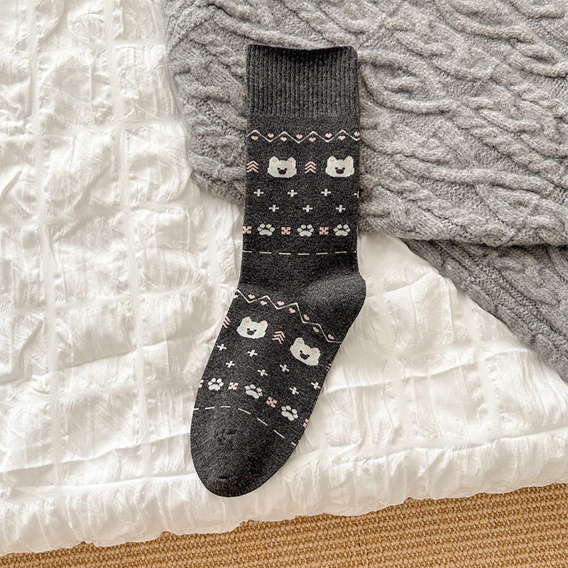 Cozy Cotton Crew Socks for Women | Cute Patterned Winter Socks