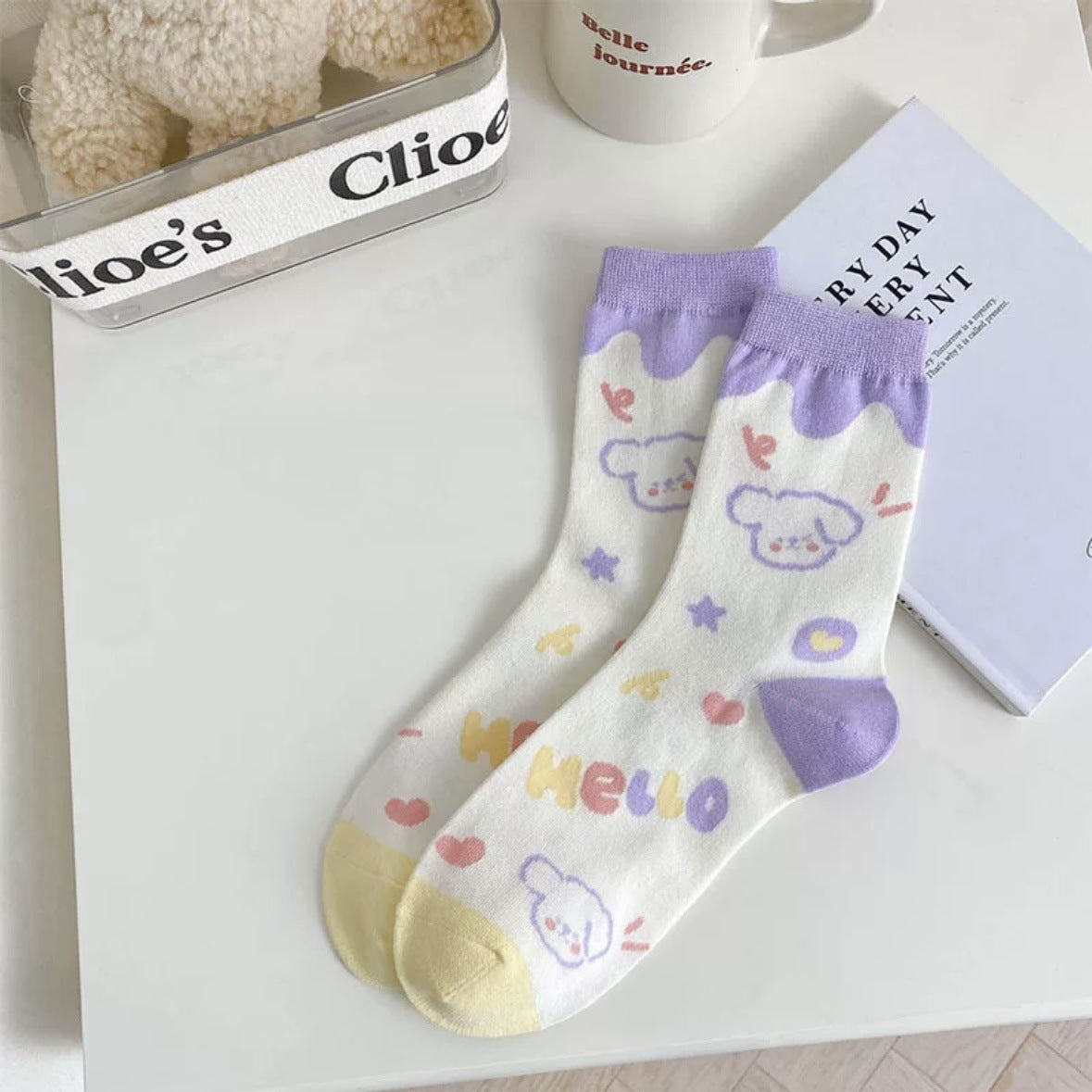 Cute Patterned Crew Socks for Women | Breathable Cotton Summer Socks