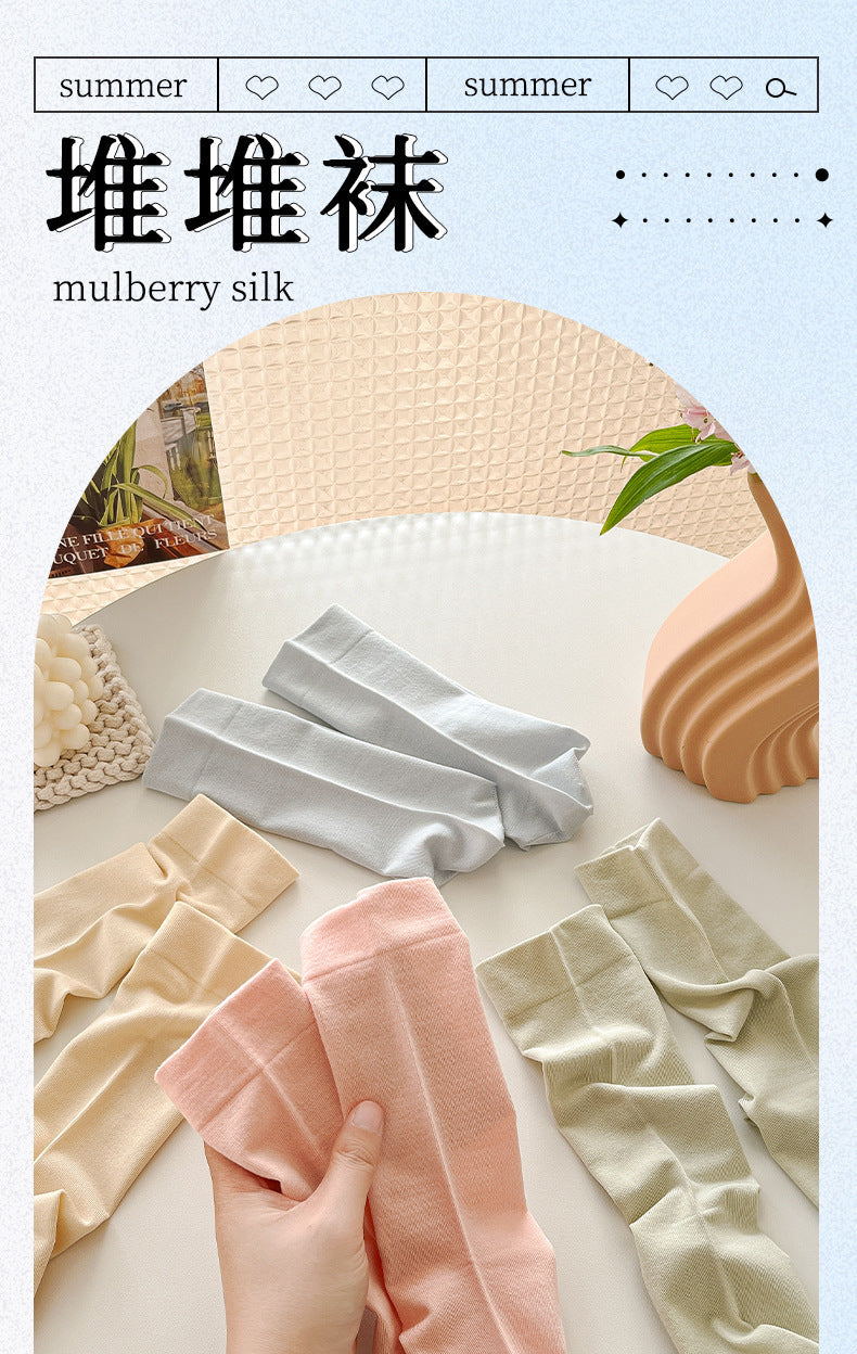Mulberry Silk Slouch Crew Socks | Seamless Breathable Women's Socks