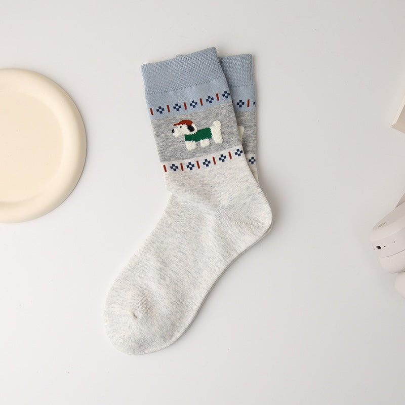 Cute Animal Print Crew Socks for Women | Retro Cotton Novelty Socks