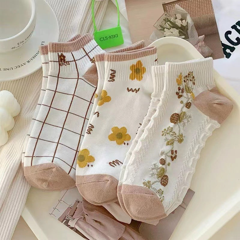 Cute Floral Ankle Socks for Women | Breathable Spring Summer Socks