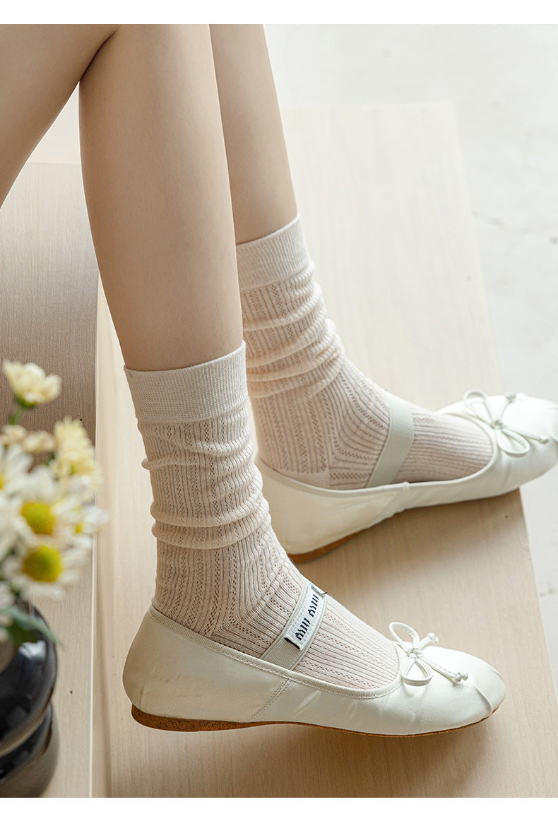 Women's Breathable Mesh Slouch Crew Socks | Thin Summer Solid Socks