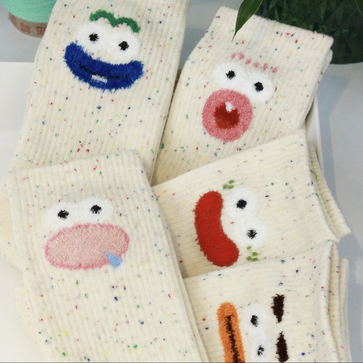 Quirky Novelty Crew Socks | Speckled Cartoon Socks for Women