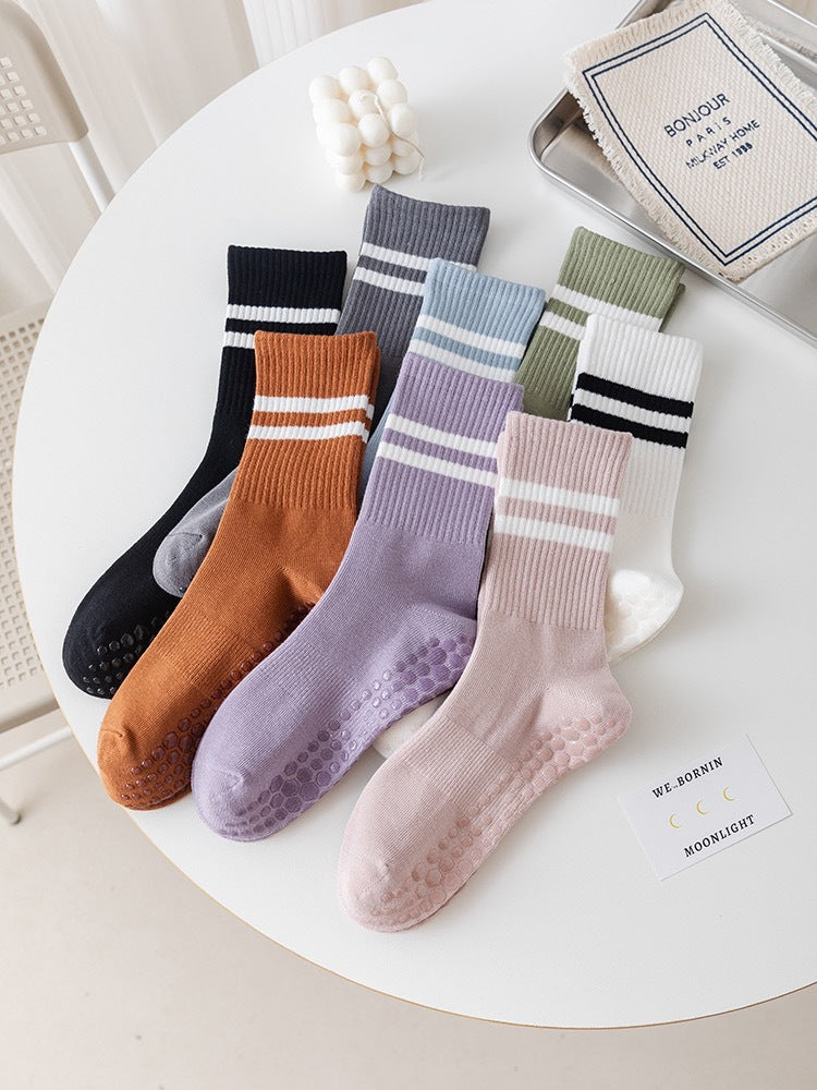 Non-Slip Grip Crew Yoga Socks for Women | Athletic Gym Socks