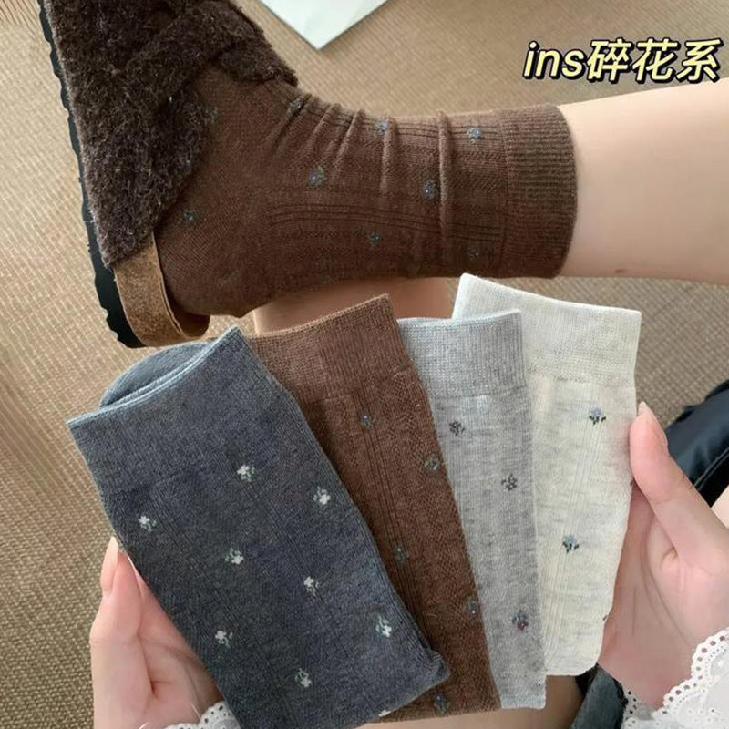 Vintage Floral Crew Socks for Women | Slouch Socks for Birkenstock