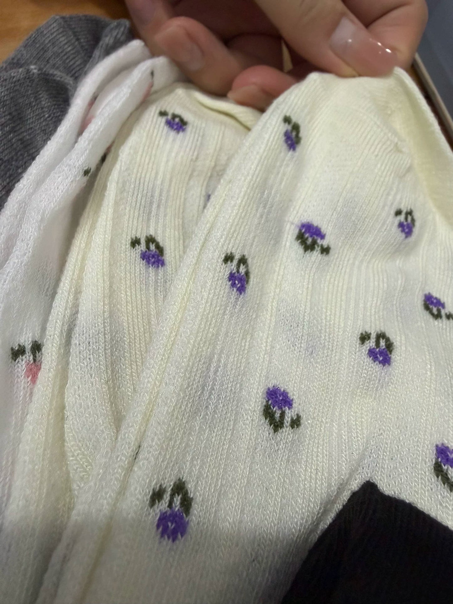 Floral Ruffle Crew Socks for Women | Thin Breathable Spring Socks
