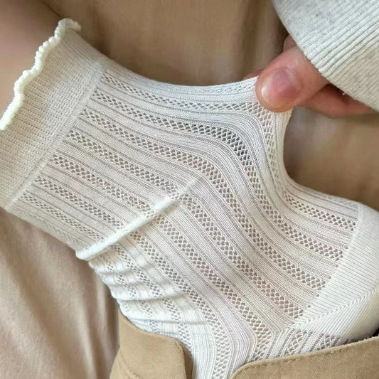 Thin Breathable Crew Socks for Women | Summer Lightweight Socks