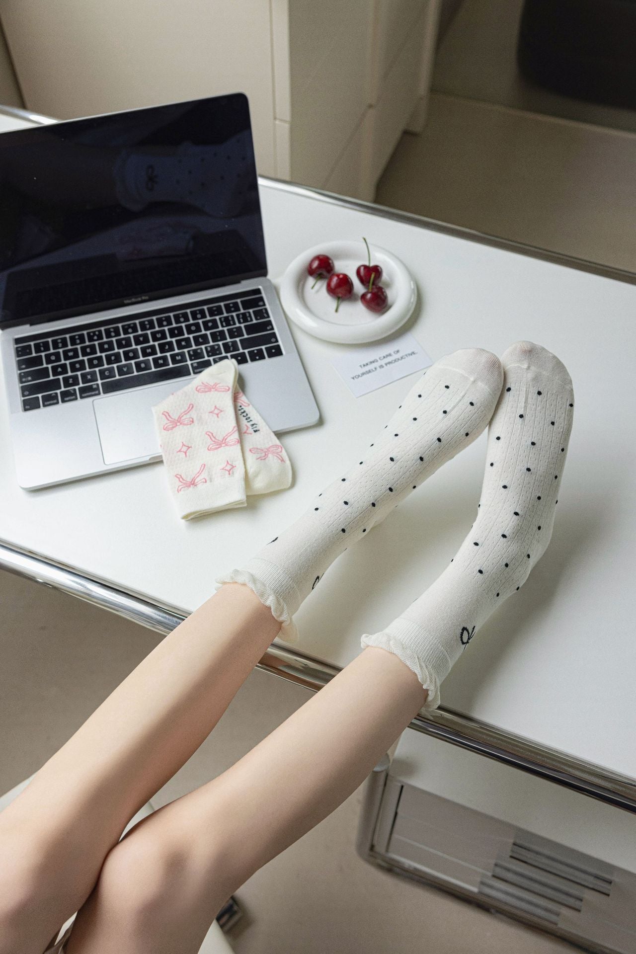 Balletcore Bow Crew Socks for Women | Breathable Summer Socks