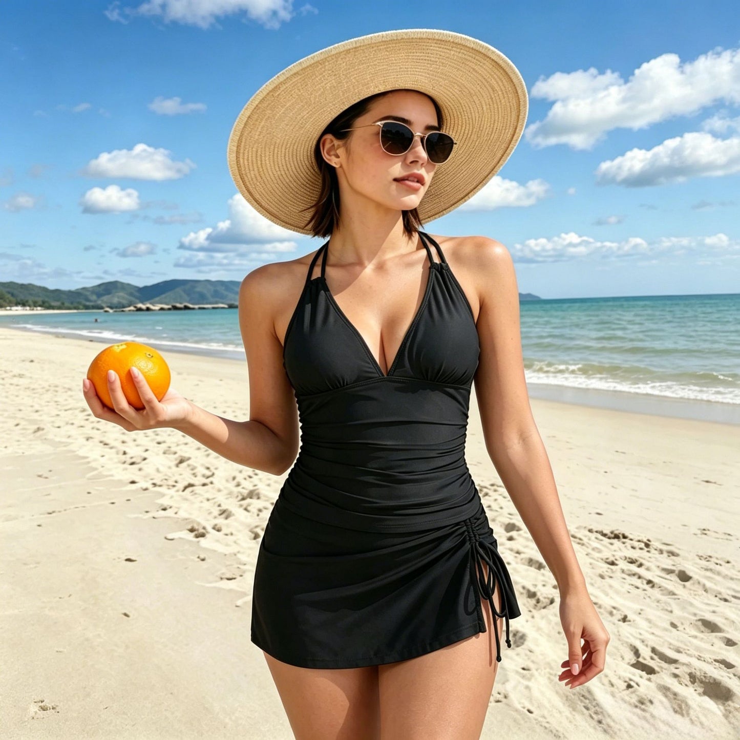 Deep V Halter Leopard Skirted Bikini Set | Women's Swimwear