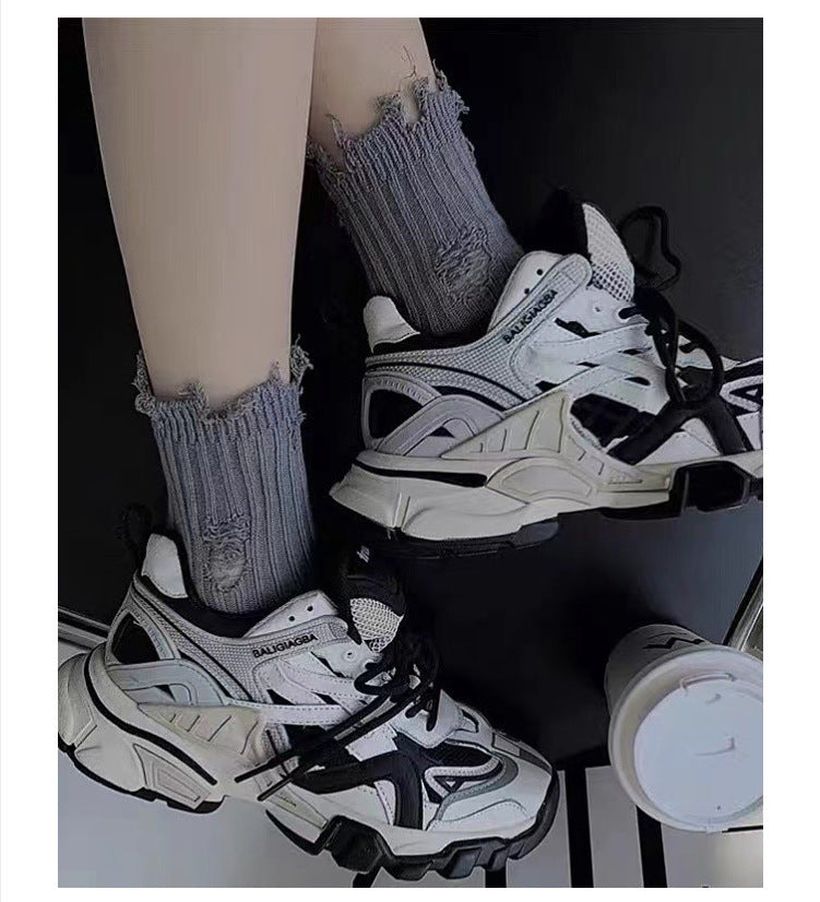 Distressed Ripped Crew Socks | Trendy Cotton Casual Everyday Socks