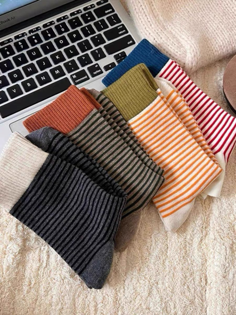 Women's Colorblock Striped Slouch Crew Socks | Casual Cotton Socks