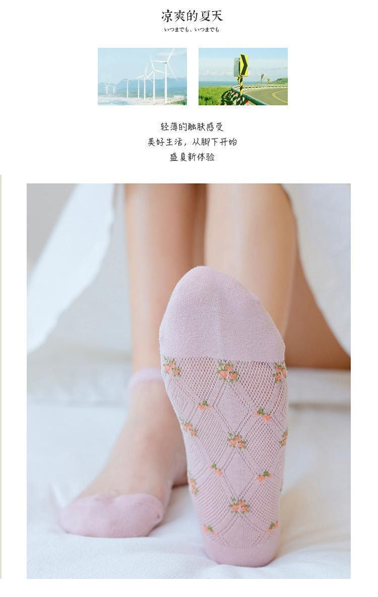 Sheer No-Show Socks for Women | Breathable Cotton Sole Summer Socks