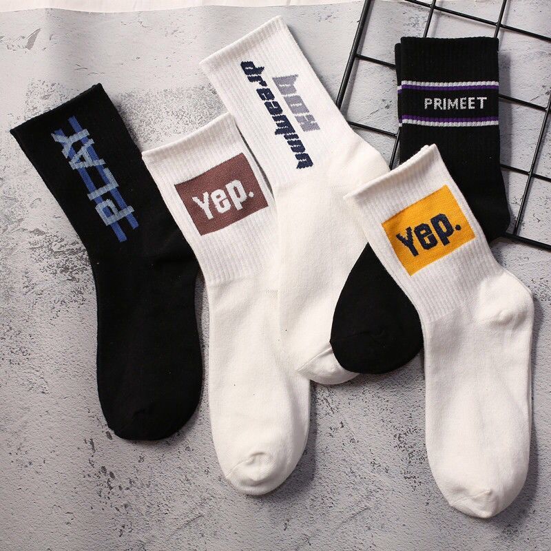Trendy Graphic Crew Socks | Unisex Cotton Athletic Basketball Socks