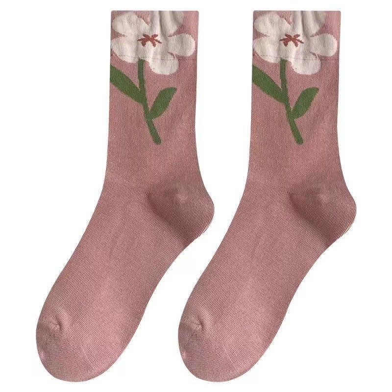 3D Floral Crew Socks for Women | Sweet Patterned Everyday Cotton Socks
