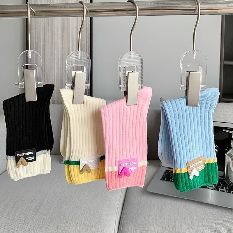 Trendy Colorblock Crew Socks for Women | Dopamine Style