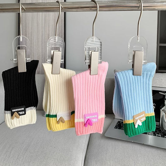 Trendy Colorblock Crew Socks for Women | Dopamine Style