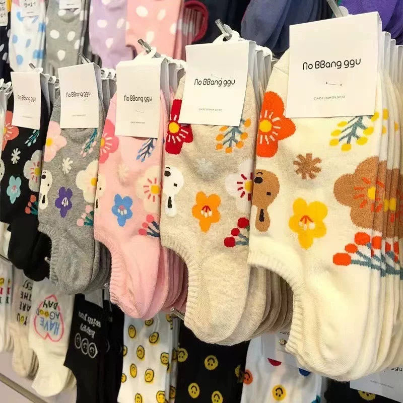 Cute Floral Rabbit No-Show Socks for Women | Casual Cotton