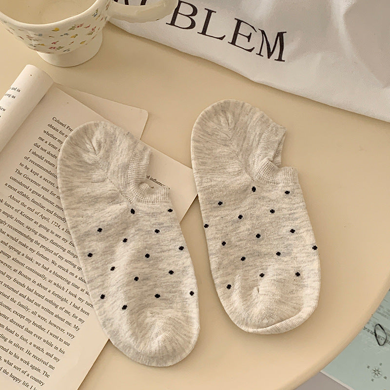 Polka Dot No Show Socks for Women | Breathable Cotton Low Cut